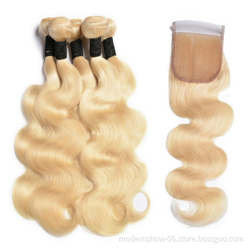 Cuticle Aligned Blond 613 Brazilian Virgin Hair Body Wave Human Hair 2/3 Bundles Machine Hair Weave Remy Stock within 24 Hours